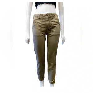 Velvet By Graham &  Spencer Khaki Green Raw Hem Straight Leg Size 4